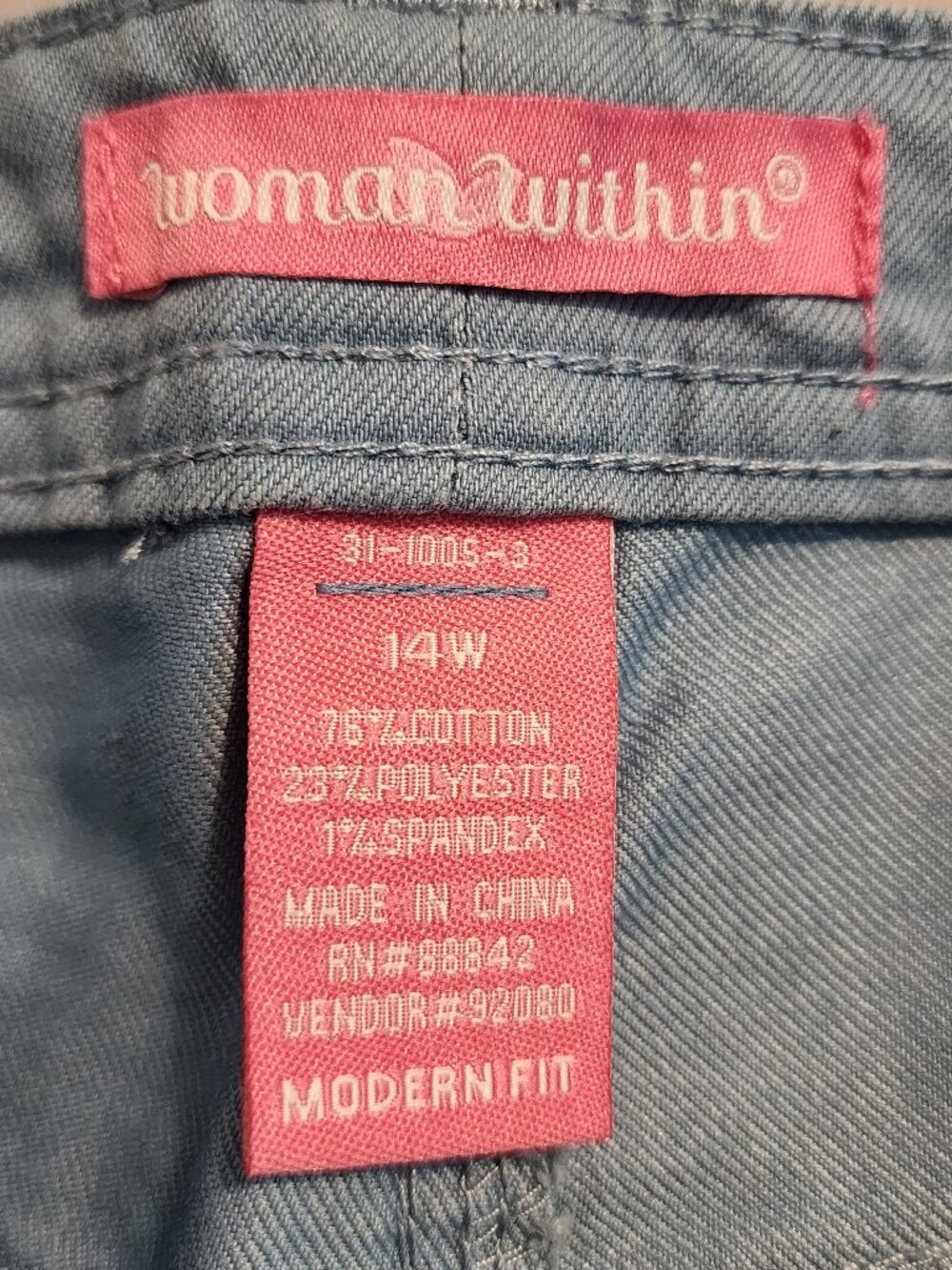 2/$30 Woman Within Modern Fit Blue Jean Shorts - Size 14W - Picture 11 of 11